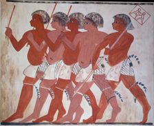 Copy of painting from private tomb 74 of Thenuny, Thebes (I, 1, 144-146), 20th century. Artist: Anna (Nina) Macpherson Davies