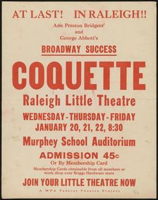 Coquette, Raleigh, NC, 1937. Creator: Unknown