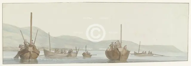Coral fishermen at the city of Scilla, 1778. Creator: Louis Ducros.