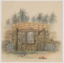 Coral stone wall with framed opening to Dula (Dullah) village, Dullah Island, Kai Islands..., 1824. Creator: Adrianus Johannes Bik