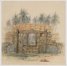 Coral stone wall with framed opening to Dula (Dullah) village, Dullah Island, Kai Islands..., 1824. Creator: Adrianus Johannes Bik
