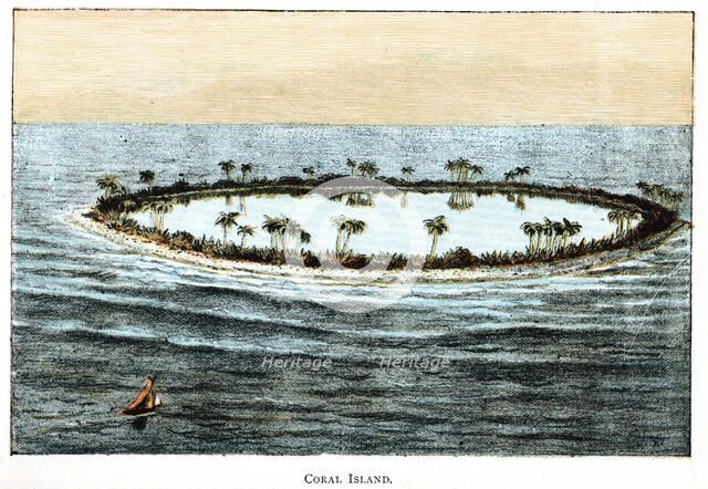 Coral reef surrounding a lagoon. Artist: Unknown