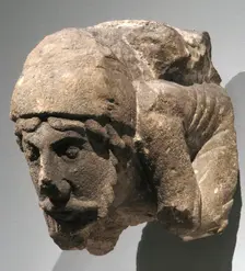 Corbel with Crouching Male Figure, Central or Western French, ca. 1150-75. Creator: Unknown