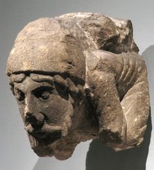 Corbel with Crouching Male Figure, Central or Western French, ca. 1150-75. Creator: Unknown