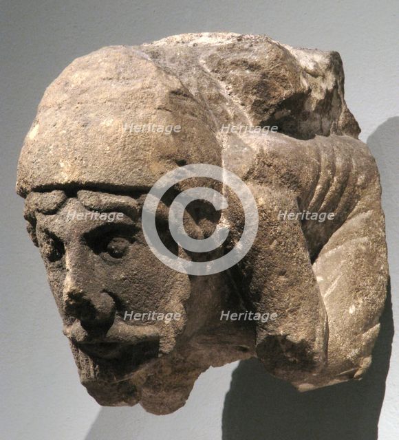 Corbel with Crouching Male Figure, Central or Western French, ca. 1150-75. Creator: Unknown.