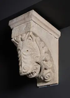Corbel with Animal Mask Sprouting Leaves from the Monastery Church of Notre-Dame-de-la... Creator: Unknown