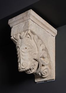 Corbel with Animal Mask Sprouting Leaves from the Monastery Church of Notre-Dame-de-la... Creator: Unknown