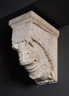Corbel with Two Animal Masks from the Monastery Church of Notre-Dame-de-la-Grande-Sauve... Creator: Unknown