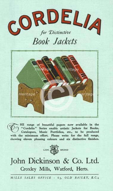 'Cordelia for Distinctive Book Jackets', 1928. Creator: Unknown.