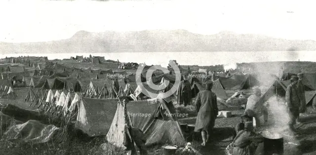''Corfou, Base Serbe; Un camp serbe devant Corfou, sur l'ilot de Vido', 1916 (1924) Creator: Unknown.