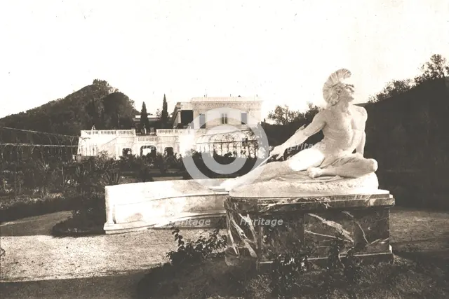''Corfou et l'Achilleion; La villa Achilleion et la statue d'Achille mourant.', 1916. Creator: B. Borri.