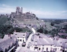 Corfe Castle and village, Dorset, c1955. Creator: Arthur Charles Kirby Ware