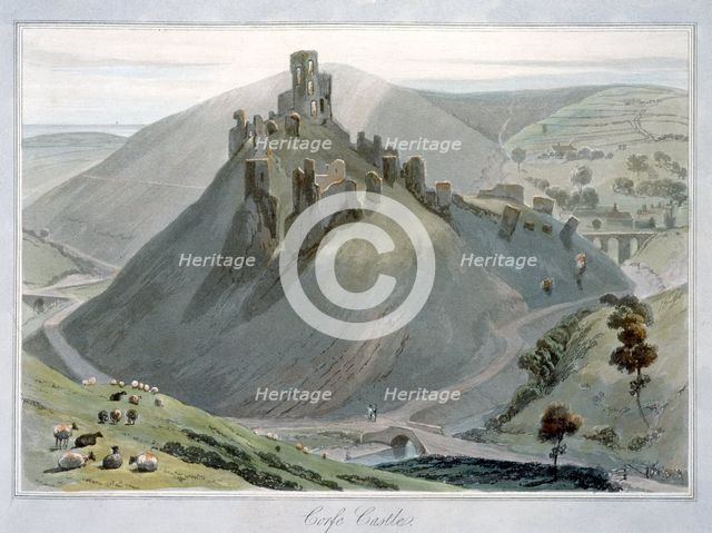 'Corfe Castle', Dorset, 1823. Creator: William Daniell.