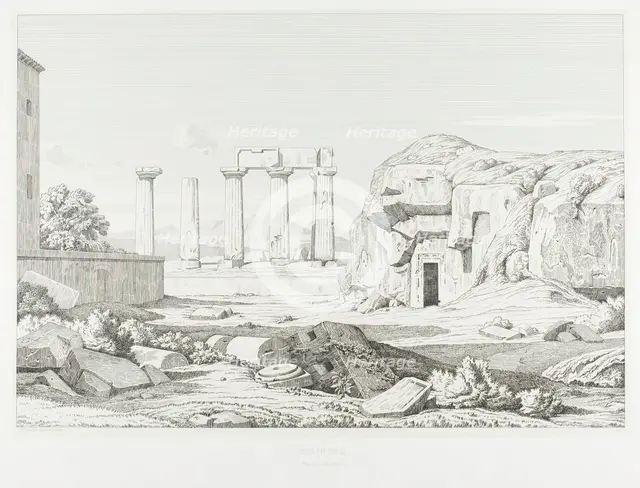 Corinth: Temple of Neptune, 1845. Creator: Theodore Caruelle d'Aligny.