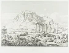 Corinth: Temple of Neptune and the Acrocorinth, 1846. Creator: Theodore Caruelle d'Aligny