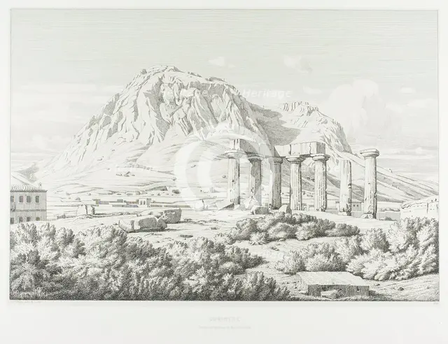 Corinth: Temple of Neptune and the Acrocorinth, 1846. Creator: Theodore Caruelle d'Aligny.