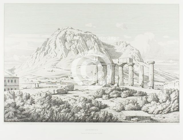 Corinth: Temple of Neptune and the Acrocorinth, 1846. Creator: Theodore Caruelle d'Aligny.