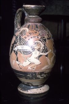 Corinthian Lekythos with warriors, c575 BC