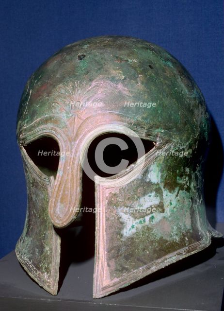 Corinthian style Greek helmet, 6th century BC. Artist: Unknown