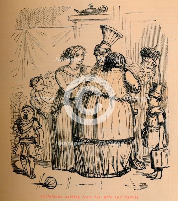 'Coriolanus parting from his Wife and Family', 1852. Artist: John Leech.