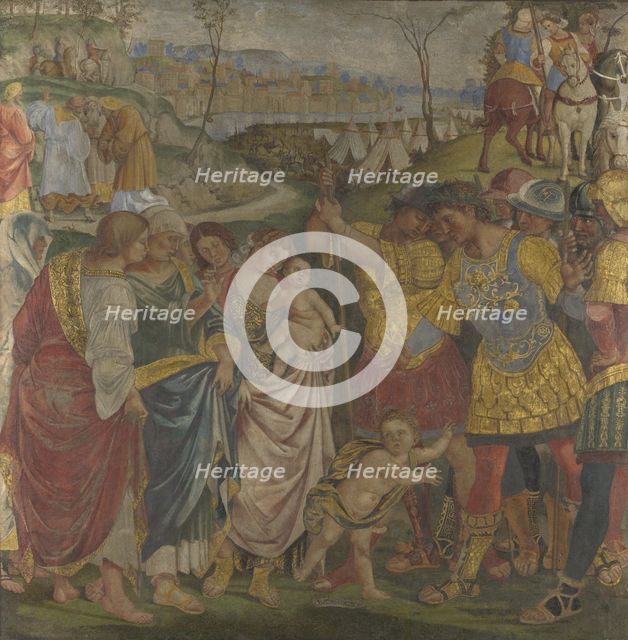 Coriolanus persuaded by his Family to spare Rome (Frescoes from Palazzo del Magnifico, Siena), 1509. Artist: Signorelli, Luca (ca 1441-1523)