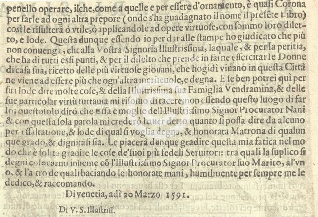 Corona delle Nobili et Virtuose Donne: Libro I-IV, page 2 (verso), 1601. Creator: Unknown.