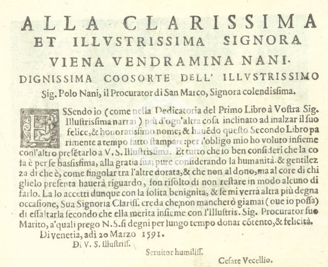 Corona delle Nobili et Virtuose Donne: Libro I-IV, page 30 (recto), 1601. Creator: Unknown.