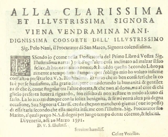 Corona delle Nobili et Virtuose Donne: Libro I-IV, page 30 (recto), 1601. Creator: Unknown.