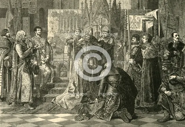 'Coronation at Cracow of Louis I of Hungary as King of Poland', (1370), 1890.   Creator: Unknown.