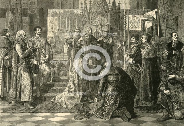 'Coronation at Cracow of Louis I of Hungary as King of Poland', (1370), 1890.   Creator: Unknown.