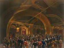 Coronation banquet for the envoys in the Golden Hall of the Great Kremlin Palace, Moscow, 1856. Artist: Mihály Zichy