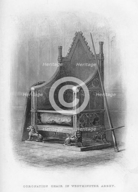 'Coronation Chair in Westminster Abbey', 1859. Artist: Unknown.