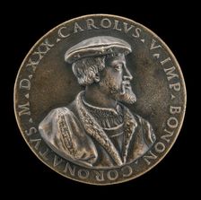 Coronation Medal of Charles V, 1500-1558, King of Spain 1516, 1530. Creator: Giovanni Bernardi