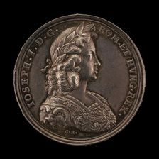 Coronation Medal of Joseph I, 1678-1711, King of Hungary 1687, King of the Romans..., [obverse], 169 Creator: Georg Hautsch