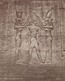 Coronation of the King: Bas-relief in the Temple of Edfu, late 19th century. Creator: Henri Bechard