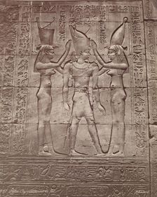 Coronation of the King: Bas-relief in the Temple of Edfu, late 19th century. Creator: Henri Bechard