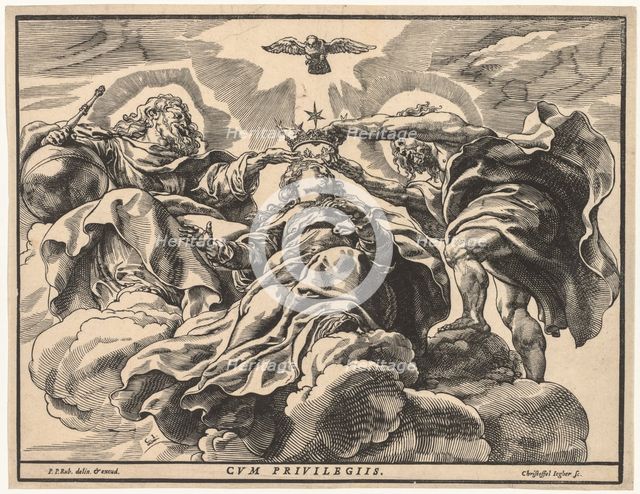 Coronation of the Virgin, 1632-36. Creator: Christoffel Jegher (Flemish, 1596-1652/53).