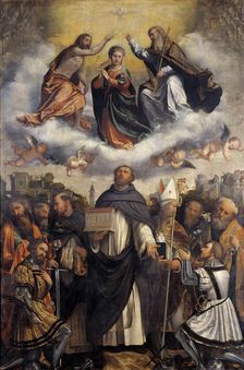 Coronation of the Virgin and St. Dominic between Saints , 1545-1548. Creator: Romanino, Gerolamo (1485/6-1566)