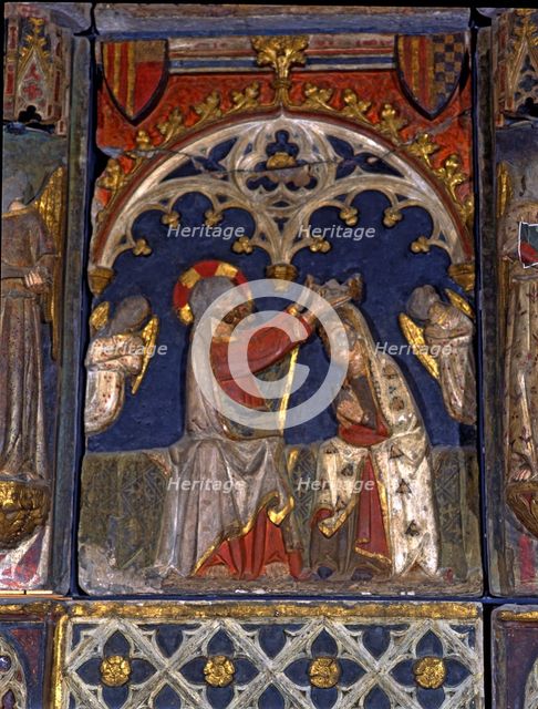 Coronation of the Virgin', detail of the 'Altarpiece of the Virgin of the Ascension', polichromed…