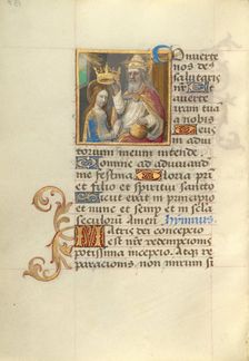 Coronation of the Virgin; Poncher Hours, about 1500. Creator: Master of Cardinal Bourbon
