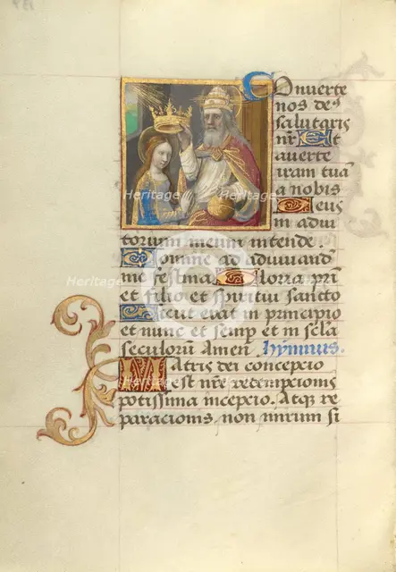 Coronation of the Virgin; Poncher Hours, about 1500. Creator: Master of Cardinal Bourbon.