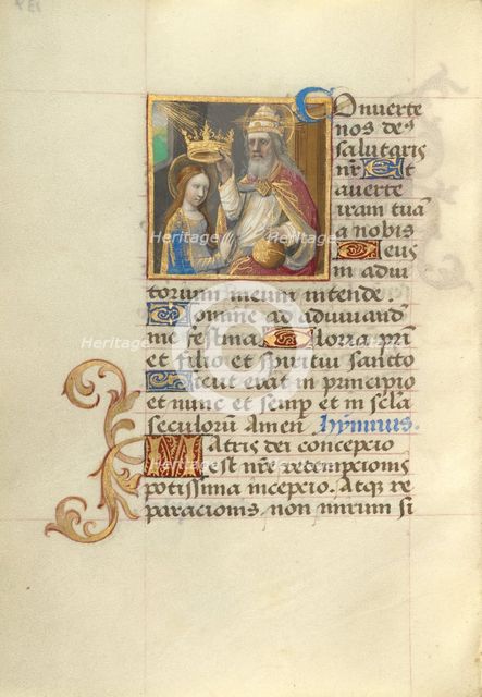 Coronation of the Virgin; Poncher Hours, about 1500. Creator: Master of Cardinal Bourbon.