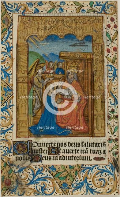 Coronation of the Virgin with Decorative Border from a Prayerbook, n.d. Creator: Unknown.