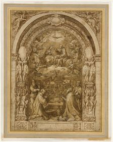 Coronation of the Virgin, with the Martyrdom of Saint Lawrence, c.1570. Creator: Federico Zuccaro