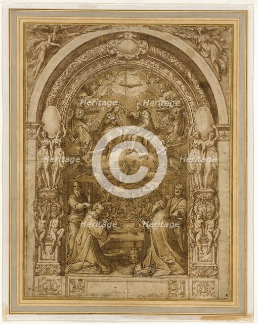 Coronation of the Virgin, with the Martyrdom of Saint Lawrence, c.1570. Creator: Federico Zuccaro.