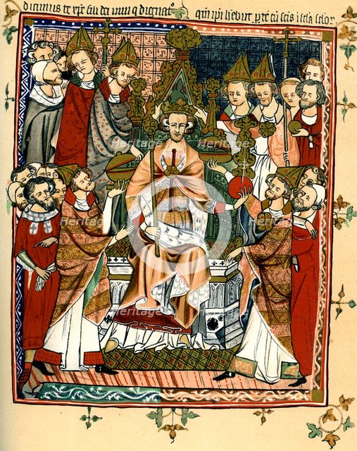 Coronation of a king, early 14th century, (1893). Artist: Unknown