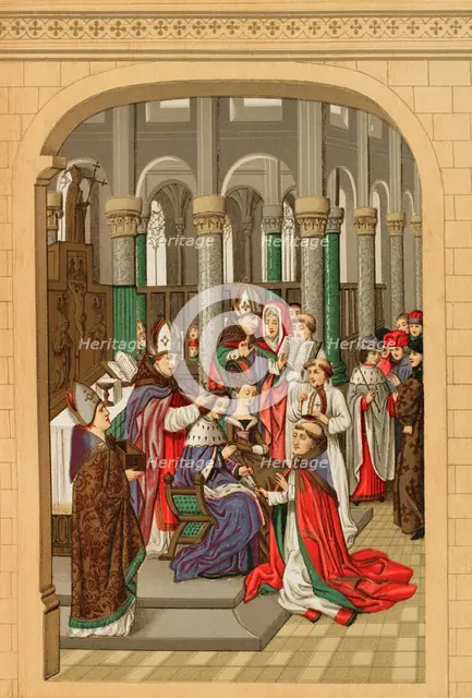 Coronation of Charles V as King of France on 19 May 1364 at Reims Cathedral, 1877.  Creator: Unknown.