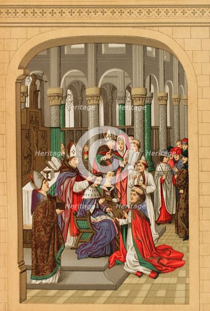 Coronation of Charles V as King of France on 19 May 1364 at Reims Cathedral, 1877.  Creator: Unknown.