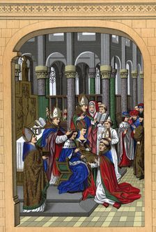 Coronation of Charles V, King of France 14th century, (1870).Artist: Franz Kellerhoven
