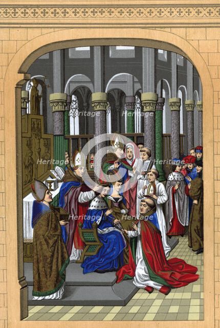 'Coronation of Charles V, King of France', 14th century, (1870).Artist: Franz Kellerhoven
